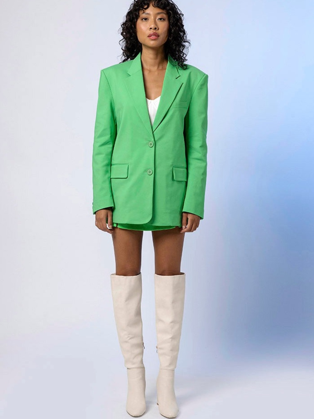 Line & Dot Maeve Jacket Lime Green Textured Cotton Blend Small